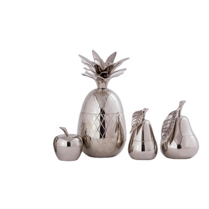 Wholesale Nordic Popular <b>Pineapple</b> and Pear Shaped Silver Nickle Home Decor Luxury Unique Metal Candle Vessel - Product Image 1