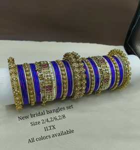 Luxury High Quality Tungsten <b>Gold</b> Plated Multi Color Traditional <b>Bangles</b> <b>Set</b> Women's Indian Bridal Engagement Wedding Party Gift - Product Image 1