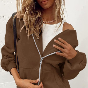 Direct Factory Supplier <b>Women</b> Winter Oversized <b>Zipper</b> <b>Hoodie</b> 100% Cotton Eco-Friendly Casual Streetwear Custom Sizes Available - Product Image 5
