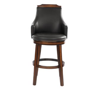 Set di 2 Sedie da Bar Girevoli in Ecopelle Marrone Scuro, Mobili da Pranzo in Legno con Imbottitura Confortevole - Product Image 2