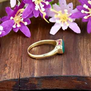 Emerald Cut Green <b>Onyx</b> Gemstone <b>Ring</b> 925 Sterling Silver Bezel Setting 18K Gold Vermeil Handmade Fine <b>Ring</b> Jewelry For Gift - Product Image 3