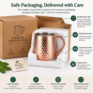 Mug en alliage de cuivre, capacité 18 oz, finition martelée, style classique, vaisselle unisexe - Product Image 3
