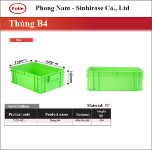 Caisse de rangement rectangulaire en plastique PP recyclé avec poignée, logo écologique, usage industriel - Product Image 5