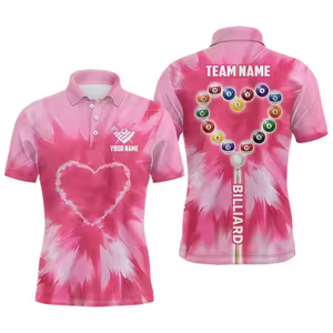 Camisetas polo reversibles para hombre con impresión por sublimación 3D personalizadas al por mayor de fábrica, jersey profesional para equipos de billar y pool - Product Image 2