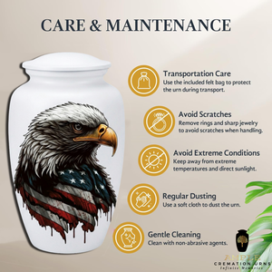 American Eagle Cremation <b>Urn</b> for Adult Ashes Patriotic USA Flag Memorial <b>Urn</b> <b>Large</b> Keepsake - Product Image 5