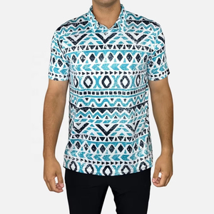 T-shirt de golf personnalisé pour homme, coupe ajustée, en tissu Broadcloth anti-plis, à séchage rapide, avec design tricoté et logo imprimé intégral - Product Image 4