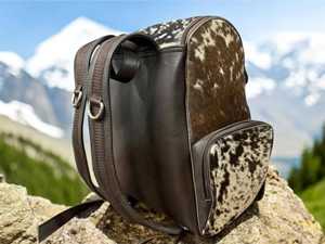 Premium Genuine <b>Leather</b> Hair Cowhide Zipper <b>Backpack</b> Letter 20-35L Capacity Multi-Function Travel School <b>Laptop</b> Bag Wholesale - Product Image 4