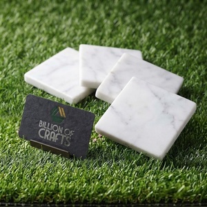 Billion Of Crafts Marble <b>Coaster</b> Set Square Stone Mats Non Slip Modern Design <b>White</b> Marble <b>Coaster</b> Set of 6 - Product Image 1