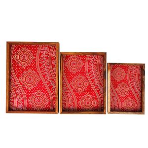 Bandeja Decorativa Rectangular con Estampado Floral de Lavanda Estilo Chinoiserie, Bandeja de Servir de Madera con Acabado Oscuro para Pedidos al por Mayor - Product Image 4