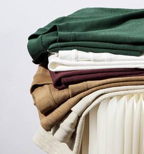 T-shirt élégant pour homme, col rond, manches courtes, tricoté, 160g, coupe classique, couleur unie, vintage, respirant, idéal pour l'été - Product Image 6