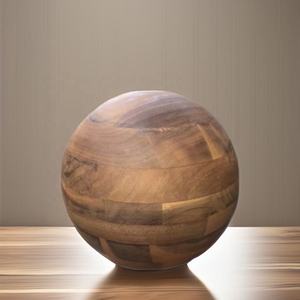 Round Wooden Cremation Urn Brown Memorial <b>Ashes</b> Vessel Customizable Decorative Funeral <b>Keepsake</b> <b>for</b> Human and Pet - Product Image 2