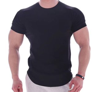 T-shirt pour homme à manches courtes, coupe slim, col rond, en jersey respirant, couleur unie, vêtements de sport décontractés - Product Image 1