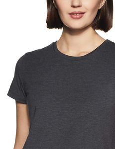 T-shirt pour femme à col rond, 100% coton extensible, coupe régulière, manches courtes, vêtements de sport d'été, entraînement en salle de sport, séchage rapide, respirant - Product Image 3