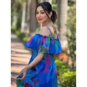 Vestido Largo de Verano para Mujer, con Hombros Descubiertos, Estampado, Cintura Natural, Volantes en Capas, para Fiesta o Playa - Product Image 4