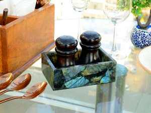 Porta Sal y Pimienta de Labradorita Azul Natural, Cristal Curativo, Hecho a Mano, Estilo Antiguo, para Hogar y Hotel - Product Image 2