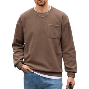 Sweat-shirt à col rond surdimensionné personnalisé pour homme, couleur taupe, coupe décontractée, style streetwear, pull-over - Product Image 1