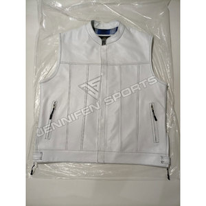 2026 Classic Men's Genuine Cowhide White <b>Leather</b> Biker Vest Stylish <b>Sleeveless</b> Motorcycle <b>Jacket</b> - Product Image 1