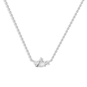 Elegant Cluster Pendant <b>Necklaces</b> 14K 18K <b>Solid</b> Gold Lab Grown Diamond Pear Round Cut Jewelry Prong Set Cable Chains Wholesale - Product Image 3