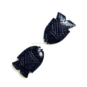 Pendentif en pierre de soleil noire naturelle brillante en forme de poisson, 30mm x 20mm, sculpté à la main, pierre précieuse en vrac, prix de gros pour la bijouterie - Product Image 6