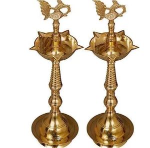 Mahabharat <b>Lamp</b> Kerala Deep Copper Standing <b>Oil</b> Diyaer India Home Crafts Asian Zen Design - Product Image 3