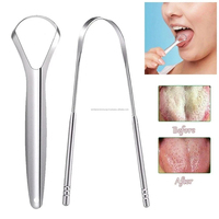 WORLD PRECISION SURGICAL Ensemble de gratte-langue réutilisables en acier inoxydable, écologiques, 2 formes de cuillères en U, personnalisables