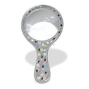 Miroir à main classique indien perlé en laque scintillante avec un design vintage, cadre artisanal à motif de feuille, miroir de maquillage portable - Product Image 5