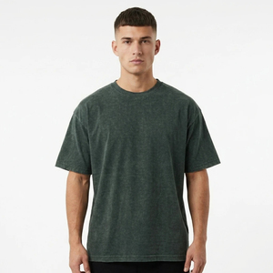 T-shirt en coton uni noir à manches courtes pour homme, coupe classique, col rond, jersey décontracté, couleur unie - Product Image 2