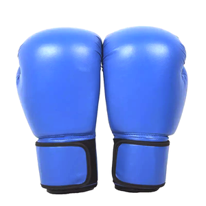 Gants de boxe pour adultes en cuir PU bleu, poignées, fermeture à boucle, sangle de poignet réglable, 10 oz, 16 oz, unisexe, entraînement personnalisé - Product Image 1
