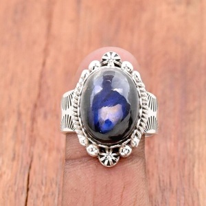 925 Sterling Silver Natural <b>Labradorite</b> Oval <b>Ring</b> Handmade Bohemian Gemstone Jewelry Gift for Women - Product Image 1