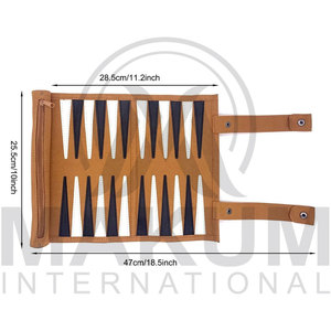 Wholesale PU Leather Portable <b>Backgammon</b> <b>Set</b> Roll-up Design for Indoor and Outdoor Chess Games - Product Image 2