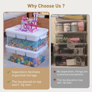 Contenitore di Stoccaggio in Plastica Trasparente da 17 QT con Coperchio Rimovibile, Base per Costruzioni, Organizzatore per Artigianato e Accessori - Product Image 5