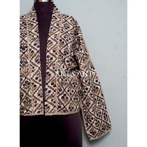 Best Quality Handmade Breathable Cotton <b>Kantha</b> <b>Jacket</b> Screen Printed Design Button Closure for Women's Casual Wear Parties - Product Image 3