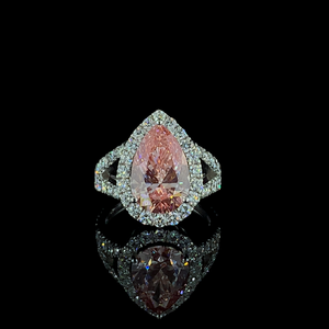 Luxury Classic Pear Shape Pink Diamond Halo Wedding Ring 18K Gold Brilliant Cut Diamond Accents Premium <b>Fine</b> <b>Jewelry</b> Design - Product Image 1