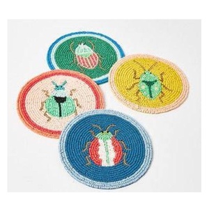 Handmade Glass Beads Tea Coaster Set of 4 Bee Design <b>Coffee</b> Mug Tea Cup Drink Glass Dining Home & Office <b>Table</b> Decor Coaster - Product Image 6