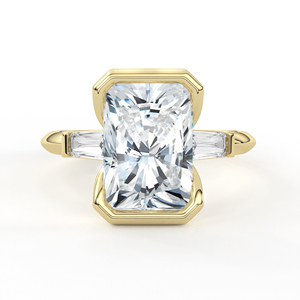 แหวนเพชร 3 เม็ด ทรงเรเดียนท์คัท น้ำหนัก 2.70 กะรัต ทอง 14K 18K เพชรเลี้ยงในห้องปฏิบัติการ ดีไซน์โมเดิร์นทรงบาแกตต์แบบเรียว ประดับขอบแบบเบเซล เหมาะสำหรับเป็นแหวนหมั้น - Product Image 2