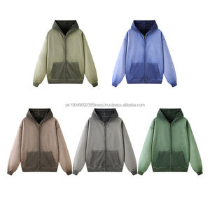 OEM ODM logotipo personalizado de alta calidad suave francés Terry 420G 100% algodón de peso pesado de los hombres de gran tamaño lavado con ácido cremallera Sudadera con capucha para hombres - Product Image 2