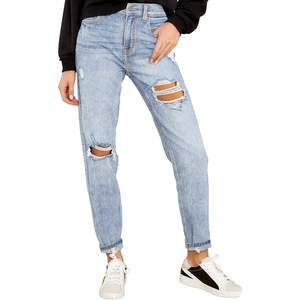 2025 Stretch taille haute mi-taille jean pour femmes respirant mince Denim pantalon déchiré en détresse petit ami Style élastique - Product Image 2
