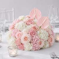 Fleurs artificielles en soie blanches pour la maison, centre de table de mariage en gros, boule de roses roses artificielles, arrangement floral