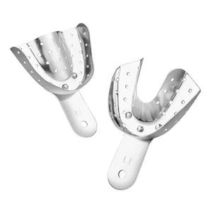 Ensemble de porte-empreintes dentaires en acier inoxydable non perforés pour empreintes solides des dents supérieures et inférieures – Équipements dentaires manuels - Product Image 1