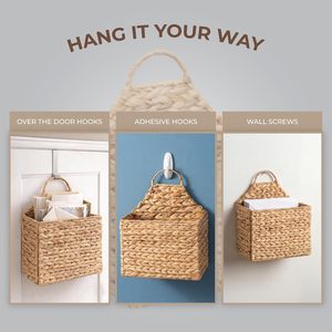 Porte-revues mural multifonctionnel et durable en jacinthe d'eau, style bohème, écologique, panier organisateur naturel tressé à la main, style ferme - Product Image 4
