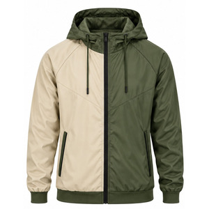 Windbreaker <b>Jacket</b> for <b>Men</b> Lightweight Outdoor Sports Water Resistant Full Zip <b>Hooded</b> Activewear Custom Apparel Factory Supplier - Product Image 1
