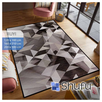 Shufu Premium Polyester-Teppich Langlebiger Rollteppich Rutschfest Antiallergisch Mittellanger Flor Maschinengefertigt Modernes Abstraktes Design Staubsaugergeeignet