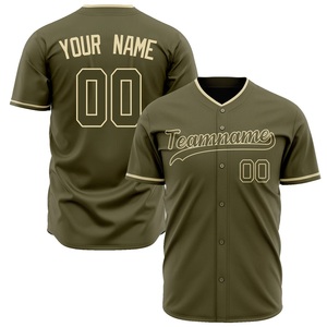 Custom Men's Baseball Jersey Olive Green Short Sleeve Button <b>Down</b> Team Name Number Sublimated Print Breathable Mesh Apparel - Product Image 1