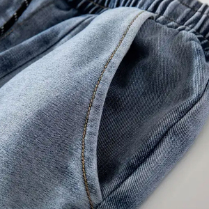 Comfort Factory Price Plus Size <b>Men</b> Denim <b>Jeans</b> With Pocket Design Light Blue Half <b>Jeans</b> Shorts Elastic Waistband <b>Jeans</b> Shorts - Product Image 2