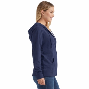 Sweat à capuche zippé à manches longues pour femme, coupe classique, couleur unie, tricoté, style décontracté, style automne, avec poche kangourou - Product Image 3