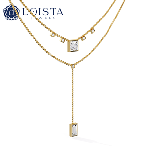 Solitaire CVD Princess Cut Pear Shape Lab Grown Diamond <b>Pendant</b> 14K/18K Pure <b>Solid</b> White <b>Gold</b> Necklace for Women Trendy - Product Image 1