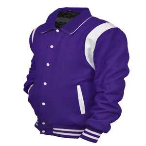 High Quality Unisex Varsity <b>Jacket</b> Genuine Sheep Leather Customizable Colors Stand Collar Quick Dry Breathable Front - Product Image 5