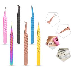 Kit de 6 pièces pour pince à épiler d'extension de cils en acier durable avec différentes couleurs logo personnalisé de qualité supérieure - Product Image 1