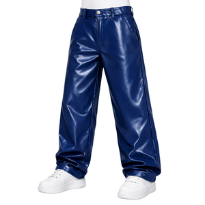 Pantalones de Cuero Negros Clásicos para Hombre, Cintura Baja, Elásticos, Ajustados, con Bolsillo, Traje de Discoteca, Ropa de Club Personalizada - Product Image 4