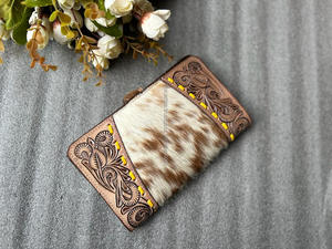 2024 fabricants à la mode haut de gamme concepteur en cuir taillé à la main à deux volets femmes grand portefeuille luxe carte porte-monnaie pochette - Product Image 6